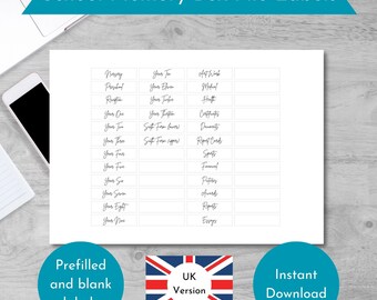 School Memory Box File Labels, UK Version (Digital Download)