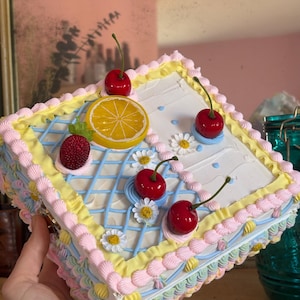 lemon and cherry fake cake trinket box
