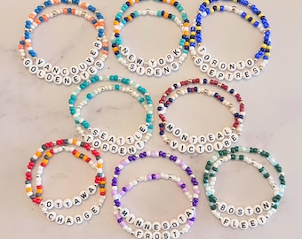 PWHL teams | Seattle Boston Minnesota Vancouver Montreal Toronto Ottawa New York | inspired handmade friendship bracelets