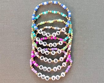 Run distance | 3.1 | 6.2 | 13.1 | 19.3 | 22.4 | 26.2 | 39.3 | 48.6| Half Marathon | Marathon | handmade bracelet