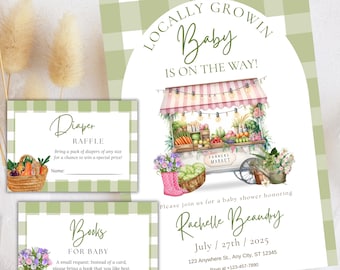 Farmers Market Baby Shower Invitation Set (Digital Download)