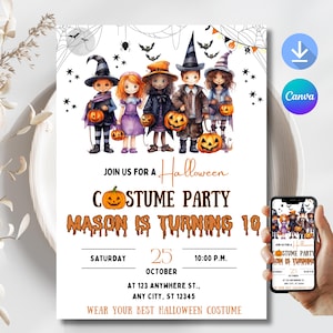 Spooktacular Halloween Costume Party Invitation: Editable Canva Template (PDF)