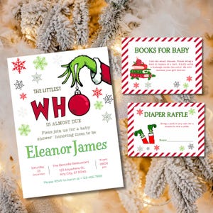 Kerst Little Who babyshower uitnodiging december winter uitnodiging feestsjabloon kerst baby uitnodiging Little Who kaart feest Whoville