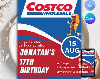 Costco Birthday Invitation: Customizable Party Invite (Canva Template)