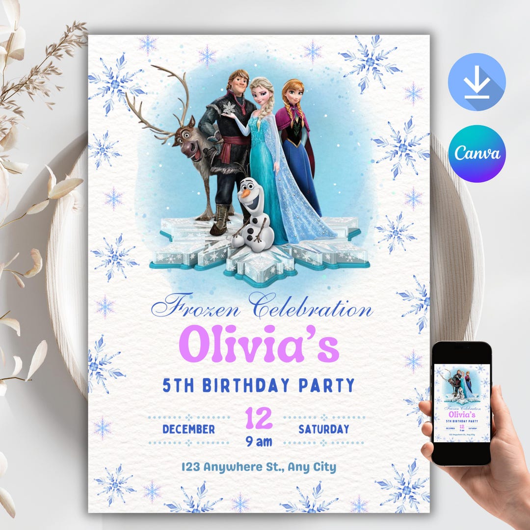 FROZEN Invitation Elsa Birthday Invitation Winter Snow Birthday ...