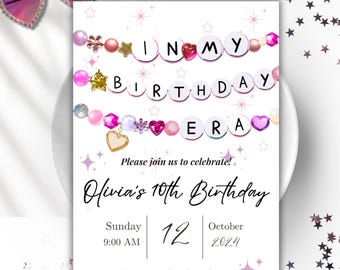 Friendship Bracelet Birthday Invitation: Editable Girl Birthday Era Template (Digital Download)