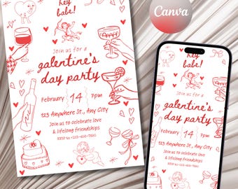 Editable Galentine's Day Party Invitation Template (PDF)