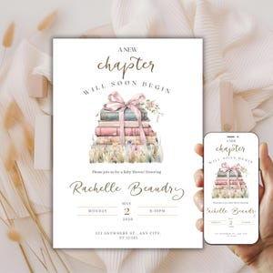 Storybook Baby Shower Template Invite Editable A New Chapter is Will Soon Begin Baby Shower Invitation Party A New Chapter Is About To Begin