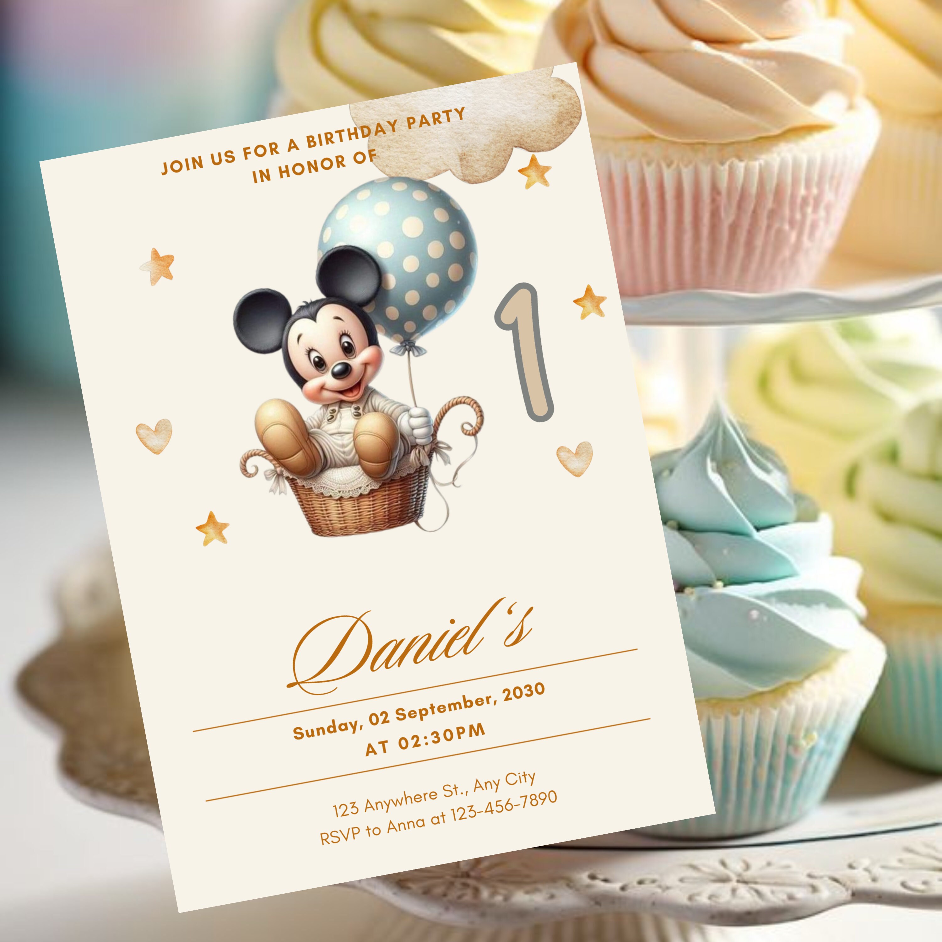 Editable Mickey Mouse 1st Birthday Invitation (digital Download) - Etsy