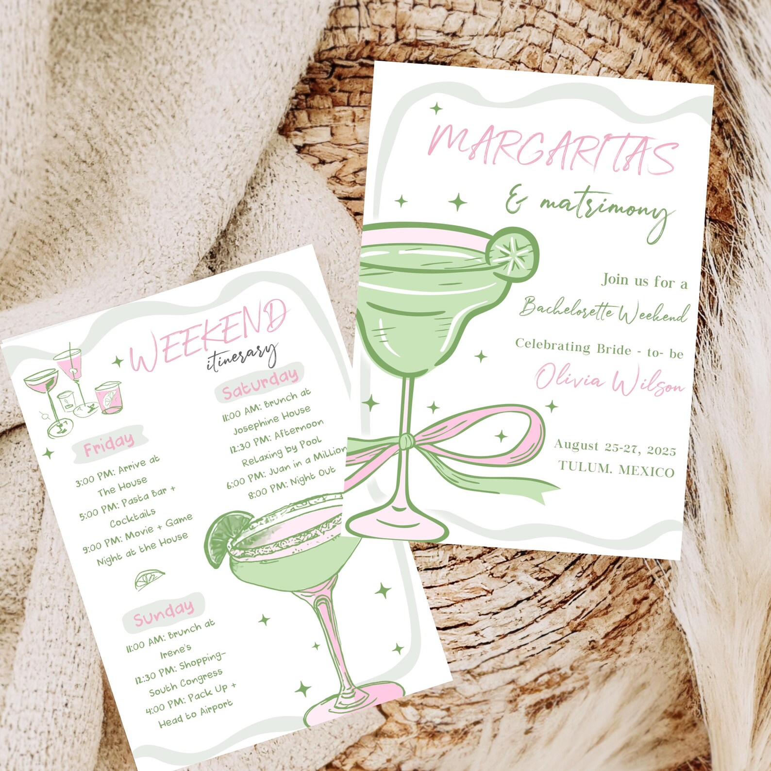 Margarita Bachelorette Invitation: Whimsical Girls Trip Itinerary ...