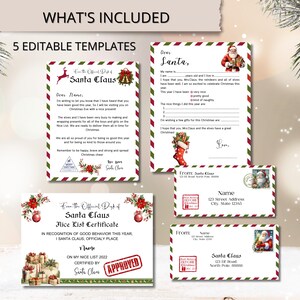 Carta oficial do Papai Noel Pacote de papelaria para impressão do Papai Noel North Pole Mail Carta personalizada do Papai Noel com certificado