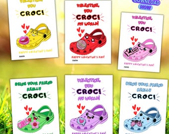 Kids Croc Valentine Cards: Printable Class Gift (PDF)