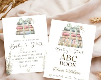 Storybook ABC Baby Party Aktivität: Druckbares erstes Alphabet-Buch (Canva-Vorlage)