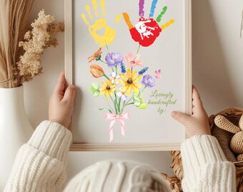 Floral Handprint Art: Mother's Day DIY Keepsake (Digital Download)