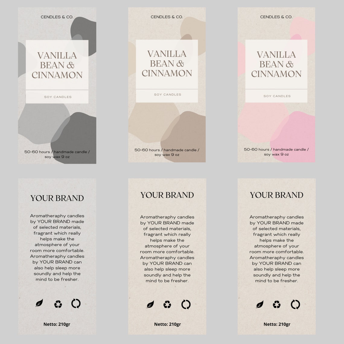 Candle Label Template Canva Printable Modern Slim Candle Label Design ...