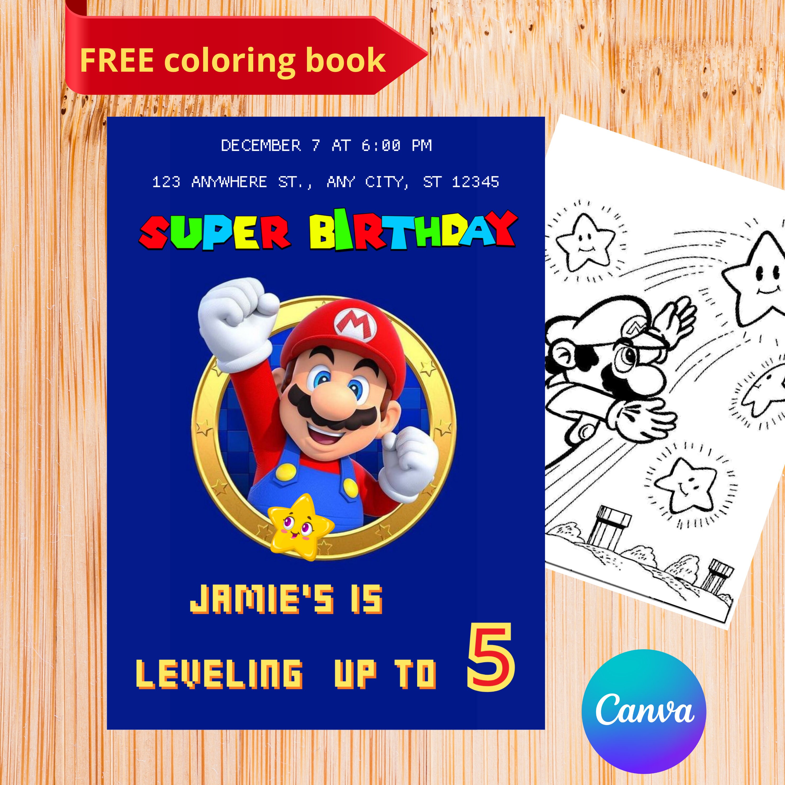 Mario Kart Birthday Invitation for Kids Boys Birthday Party Template ...