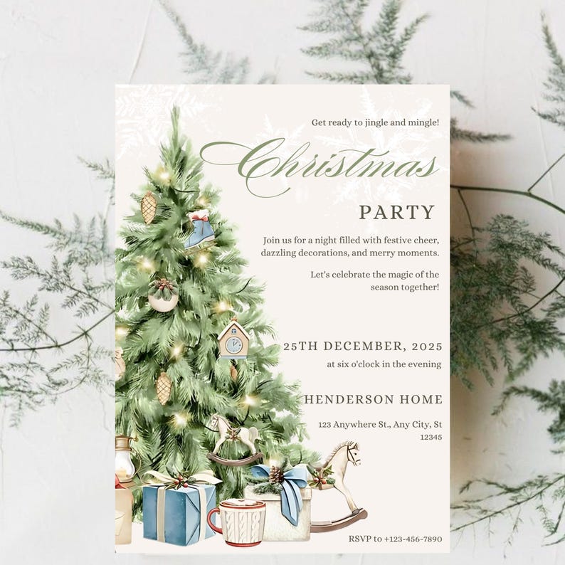 Christmas Party Invitation Editable Christmas Tree Party Invite Holiday