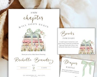 Storybook Baby Shower Invitation Bundle: Boho Minimalist (PDF)