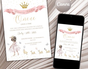 Invito per il primo compleanno della principessa: festa boho (PDF)