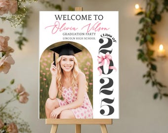 Class of 2025 Graduation Welcome Sign: Modern Photo Poster (Canva Template)