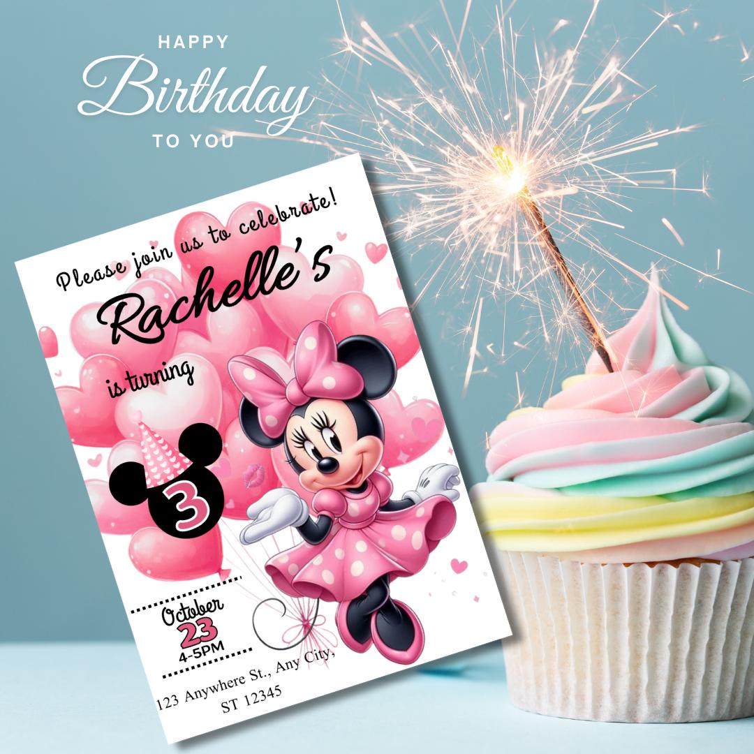 Editable Light Pink Minnie Mouse Birthday Invitation (digital Download ...