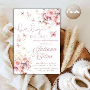 Butterfly Baby Shower Invitation: Pink Wildflower Design (PDF)