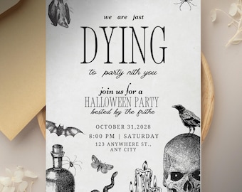 Vintage Halloween Party Invitation Template: Modern Printable Invite (PDF)