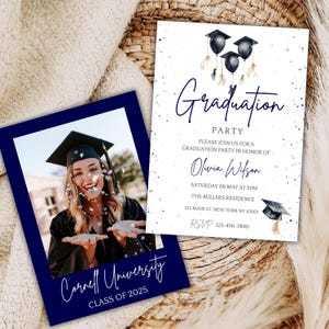 Modelo de convite para festa de formatura: foto, editável (Canva)