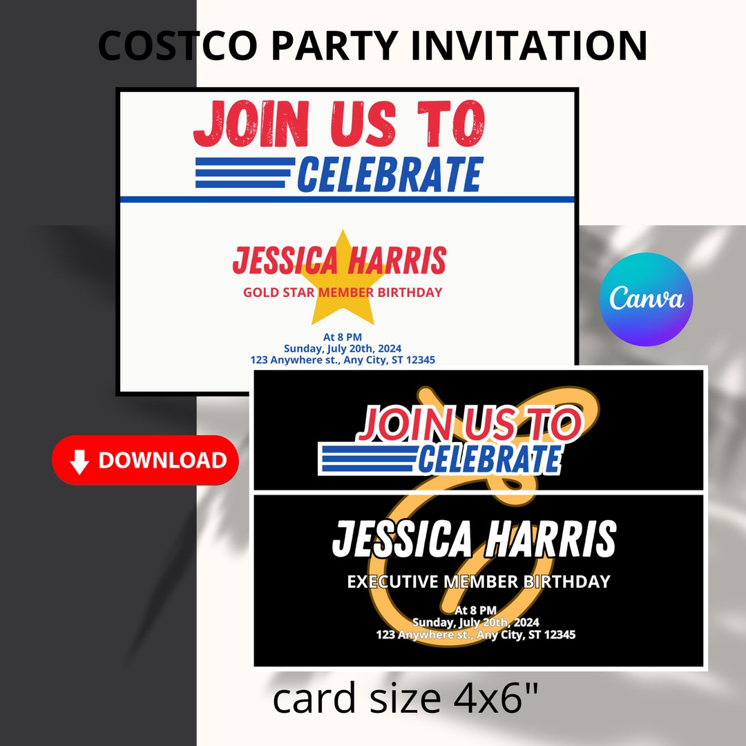 Costco Party Invitation Costco Birthday Invite Customizable Gold Star