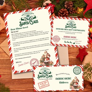 BEARBEITBARER Brief von Santa Schöne Liste Zertifikat Weihnachtswunschliste offizielle Nordpol-Mail druckbare bearbeitbare Vorlage an den Weihnachtsmann
