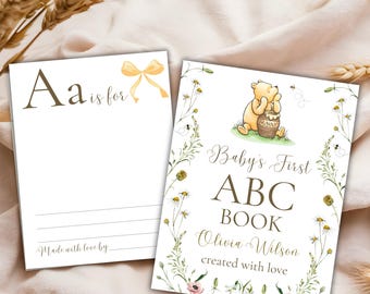 Winnie the Pooh Baby Shower ABC Book: Printable Activity (Canva Template)