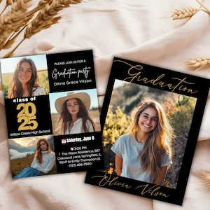 Modern Graduation Party Invitation: Class of 2025 (Editable Canva Template)