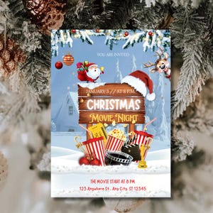 Editable Christmas Movie Night Party Invitation (Digital Invite)