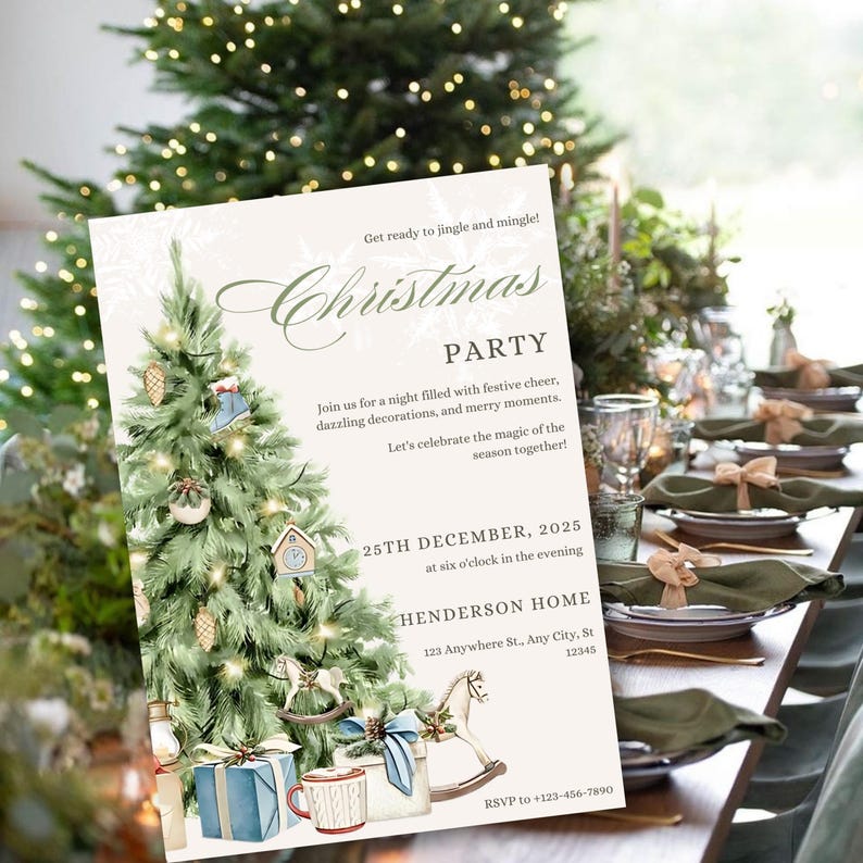 Christmas Party Invitation Editable Christmas Tree Party Invite Holiday