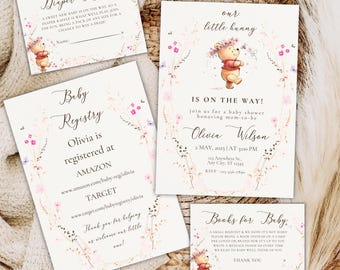Winnie the Pooh Baby Shower Invitation Bundle: Editable Template (Digital Download)