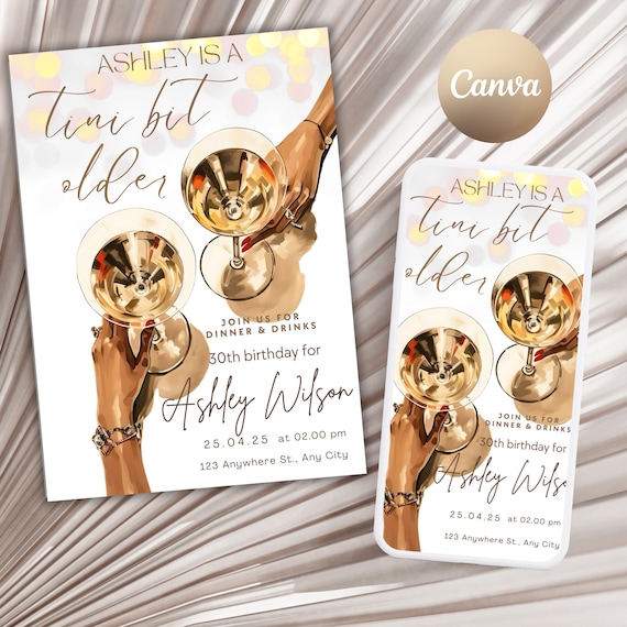 Martini Birthday Invitation: Dirty Thirty Cocktails (PDF Template)
