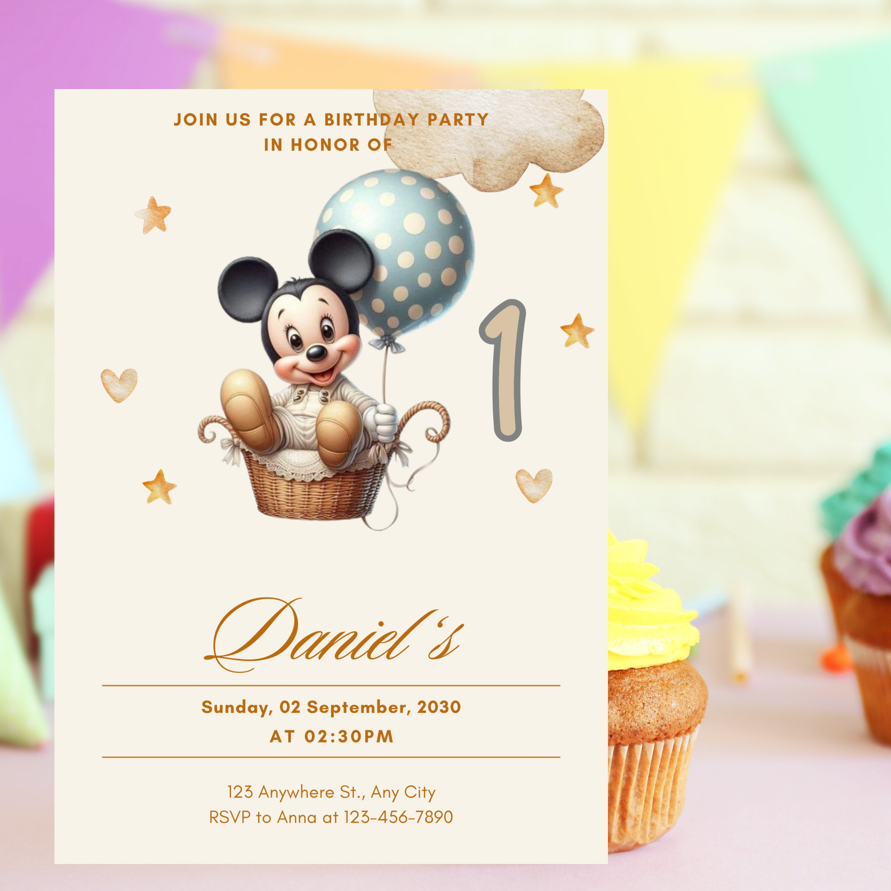 Editable Mickey Mouse 1st Birthday Invitation (digital Download) - Etsy