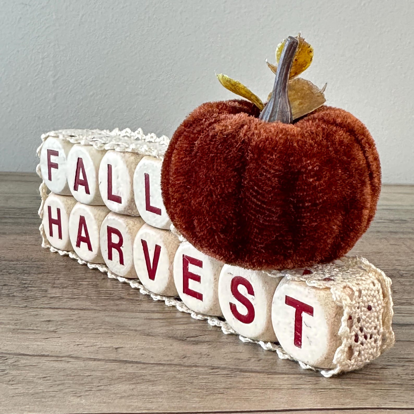 Vintage “FALL HARVEST” Boggle Letter Dice Cubes With Lace Trim and ...