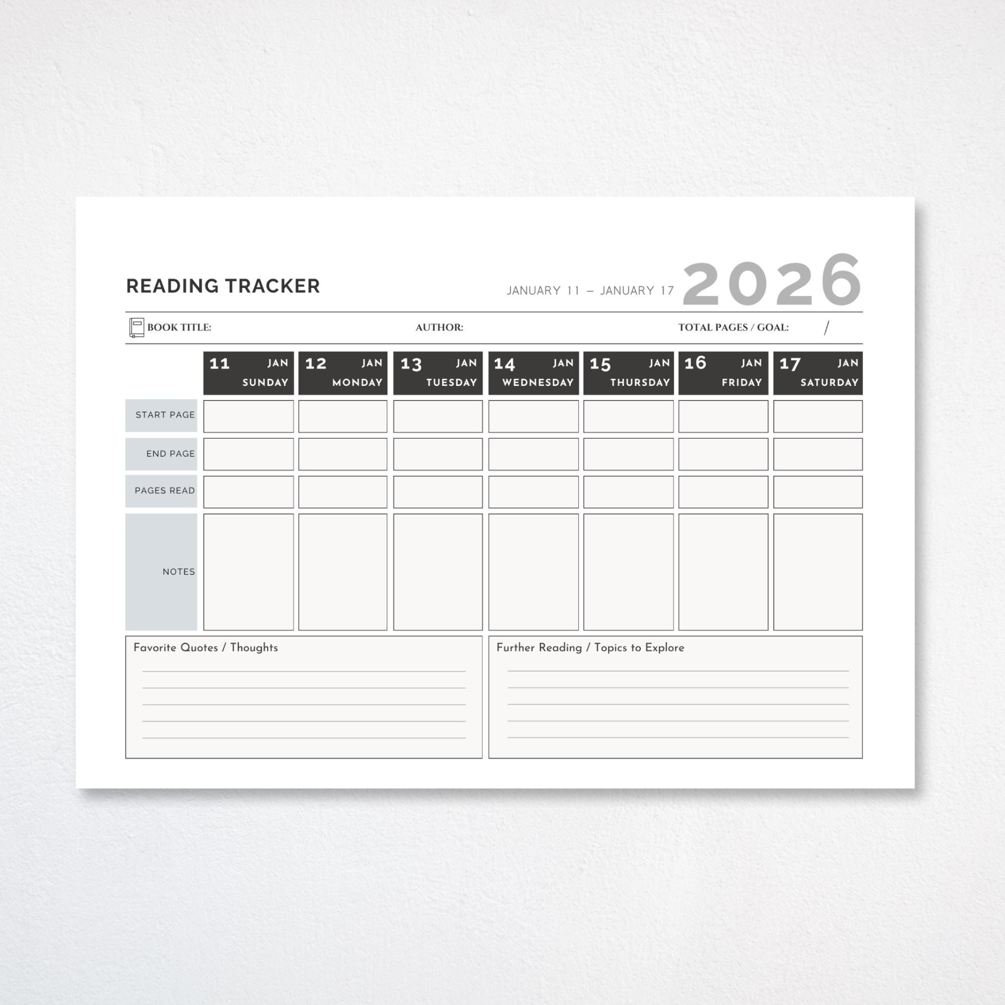 2026 Reading Tracker Printable | Weekly Book Planner (A4 A5 US Letter ...