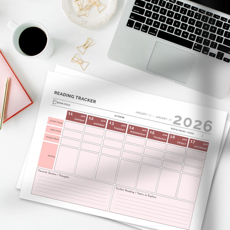 2026 Reading Tracker Printable | Weekly Book Planner (A4 A5 US Letter ...