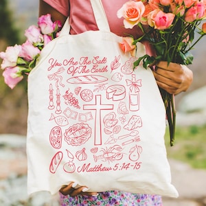 Christian Tote Bag, Easter Gift for Her, Christian Gifts, Christian Apparel, Christian Clothing, Stay Salty Beach Bags Cute Jesus Streetwear