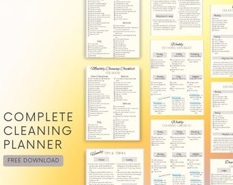 Complete Cleaning Planner, Daily Cleaning, Weekly Cleaning, Monthly Cleaning, Deep Cleaning Schedule, Tips & Tricks, Printable