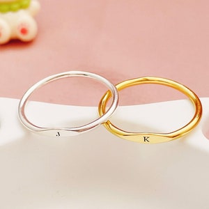 Dainty Initial Ring • Custom Initial Ring • Silver Ring • Minimalist Ring • Friendship Ring