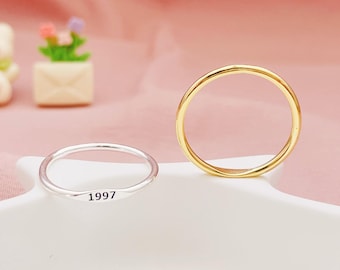 Personalized Stacking Ring • Stackable Ring • Signet Monogram Ring • Date Ring • Silver Ring