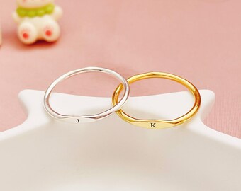Dainty Initial Ring • Custom Initial Ring • Silver Ring • Minimalist Ring • Friendship Ring