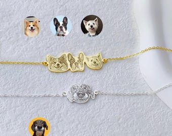 Personalisiertes Tier Portrait Armband • Geschenk für Tier Liebhaber • Schmuck mit Katze • Erinnerungsgeschenk • Foto Armband
