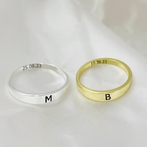 Anillo con nombre personalizado • Anillo con inicial • Anillo apilable • Regalos para damas de honor • Regalo para ella