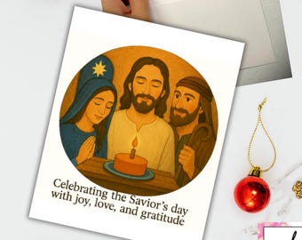 Jesus Birthday Christmas Card, Religious Christmas Card, Christian Christmas Card, Catholic Christmas Card Faith Based Christmas Card A2