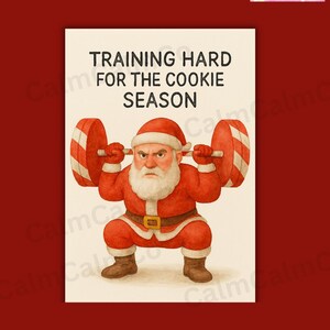 Funny Christmas Card Funny Card Gift Greeting Card Christmas Funny Holiday Cards Coworker Gift Xmas Card Santa Training for Cookie Card