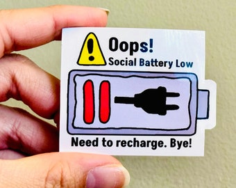 Sticker batterie faible : sticker introverti pour ordinateur portable (6 cm x 5 cm)